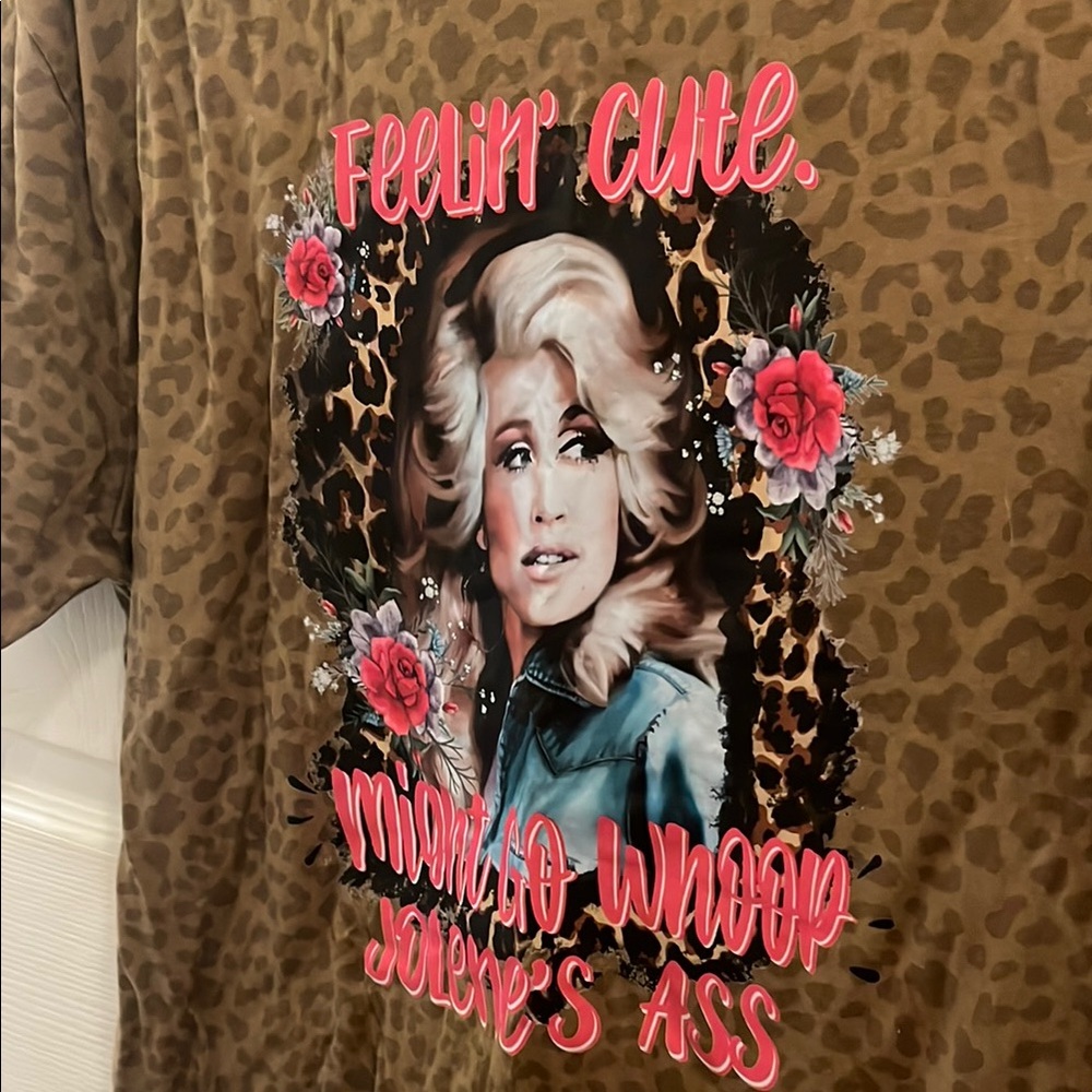 Dolly Parton Leopard Print Graphic Tee